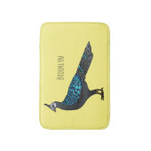 Palawan peacock pheasant bird cartoon illustration バスマット (正面縦)