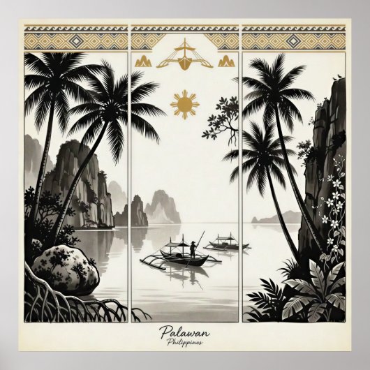 Palawan Philippines Triptych Wall Art ポスター (正面)
