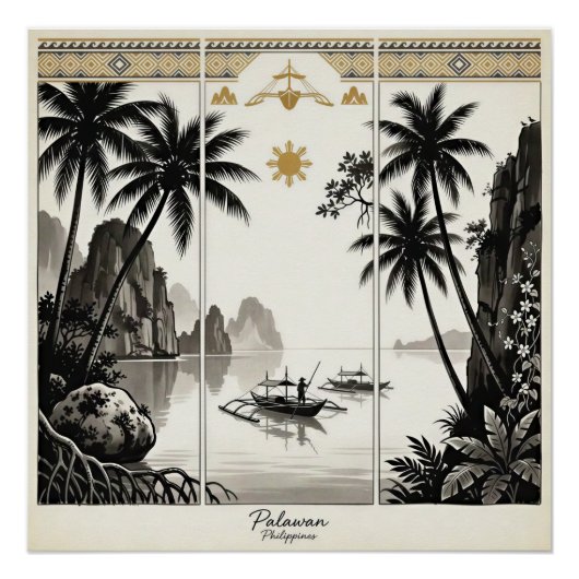 Palawan Philippines Triptych Wall Art ポスター (正面)