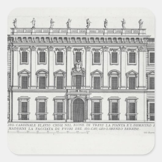 Palazzo Chigiのファサードのビュー,ローマ,デザイン スクエアシール (正面)