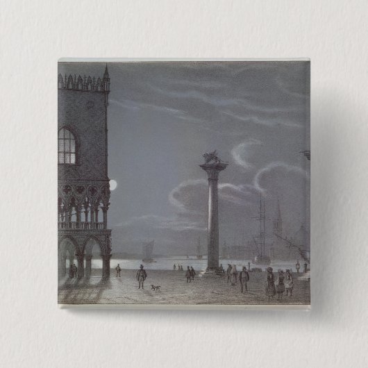 Palazzo Ducaleおよび2 Coluの夜の場面 缶バッジ (正面)
