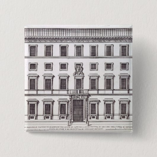 Palazzo Marchese、ローマのdesiの正面の眺め 缶バッジ (正面)