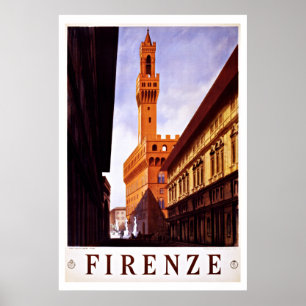 Palazzo Vecchio, Florence, Italy Vintage Travel ポスター