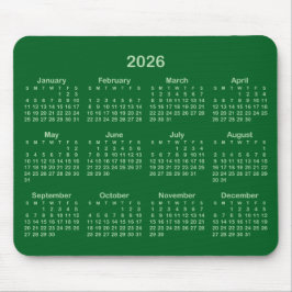 Pale and Forest Green 2026 Calendar マウスパッド