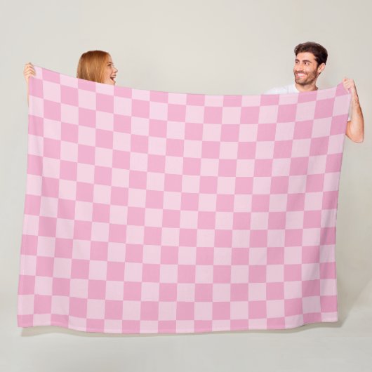 Pale and Light Pink Montone Checkered フリースブランケット (インサイチュ)