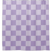 Pale and Pastel Purple Monotone Checkered シャワーカーテン (正面)