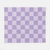 Pale and Pastel Purple Monotone Checkered フリースブランケット (正面(横))