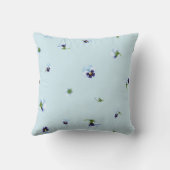 Pale Aqua Blue Purple Pansy Floral Pattern クッション (裏面)