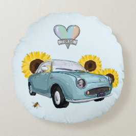 Pale Aqua Figaro round pillow ラウンドクッション