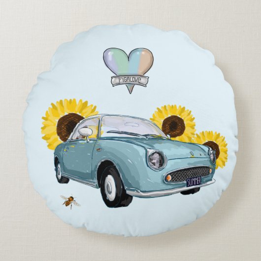 Pale Aqua Figaro round pillow ラウンドクッション (正面)