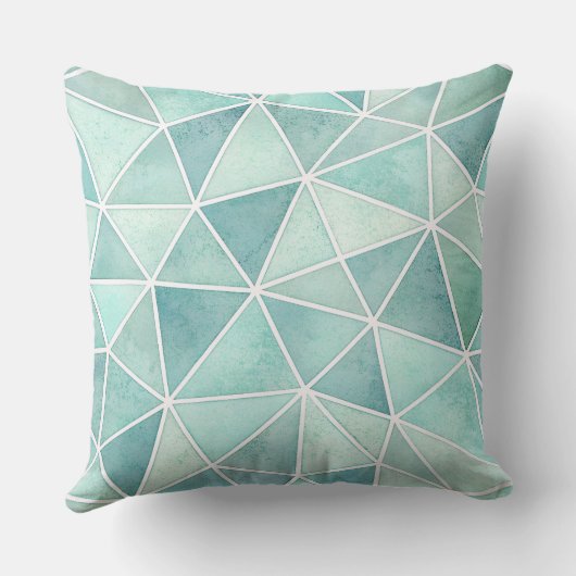 Pale Aqua Geometric Mosaic – Polygon クッション (裏面)