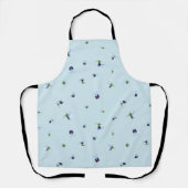 Pale Aqua Japanese Blue Pansy Floral Pattern エプロン (正面)