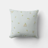 Pale Aqua Lily of the Valley Floral Pattern クッション (正面)