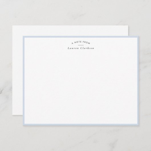 Pale Baby Blue Border Personalized Note Card 招待状 (正面/裏面)