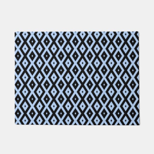 Pale blue and black diamond pattern ドアマット (正面)