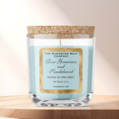 Pale Blue and Gold Foil Candle Label スクエアシール
