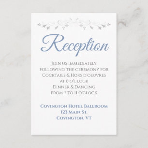 Pale Blue and Gray Elegant Wedding Reception エンクロージャーカード