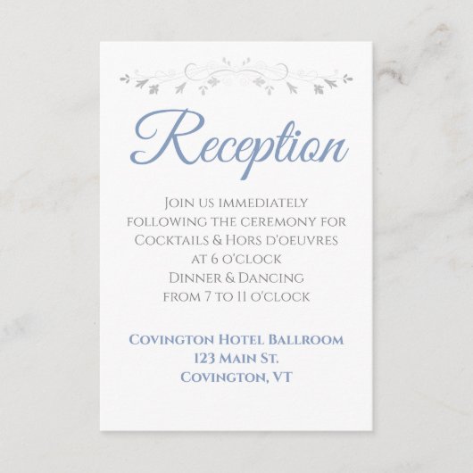 Pale Blue and Gray Elegant Wedding Reception エンクロージャーカード (正面)