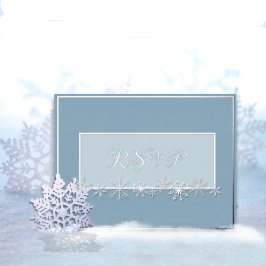 Pale Blue and Sky Snowflake Response Postcard 箔シーズンポストカード