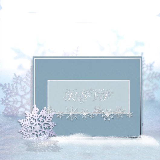 Pale Blue and Sky Snowflake Response Postcard 箔シーズンポストカード