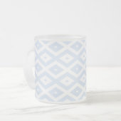 Pale blue and white diamond pattern フロストグラスマグカップ (正面左)