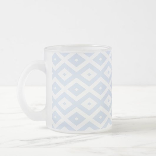 Pale blue and white diamond pattern フロストグラスマグカップ (左)