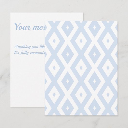 Pale blue and white diamond pattern 出欠カード (正面/裏面)