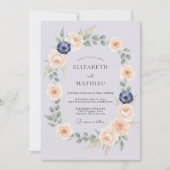 Pale Blue Botanical Wreath Wedding 招待状 (正面)