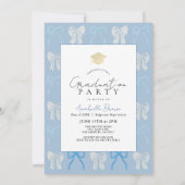 Pale Blue Bows Photo Graduation Party 招待状 (裏面)