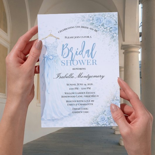 Pale Blue Bridesmaid Dress Bridal Shower 招待状