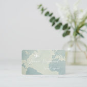 Pale Blue Business Card  with World Map and Plane 名刺 (スタンド正面)