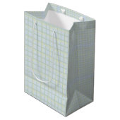 Pale Blue Check Gift Bag | Modern Minimalist  ミディアムペーパーバッグ (正面アングル)