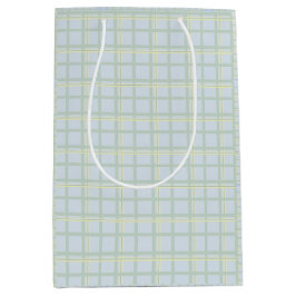 Pale Blue Check Gift Bag | Modern Minimalist  ミディアムペーパーバッグ