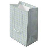 Pale Blue Check Gift Bag | Modern Minimalist  ミディアムペーパーバッグ (裏面アングル)