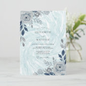 Pale Blue Crystalline Winter Wedding 招待状 (スタンド正面)