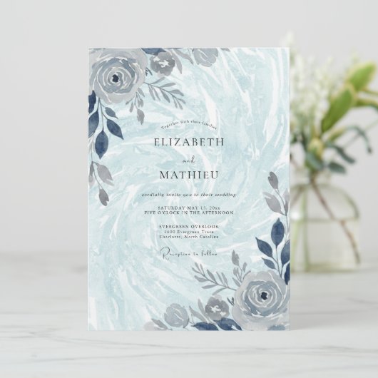 Pale Blue Crystalline Winter Wedding 招待状 (スタンド正面)