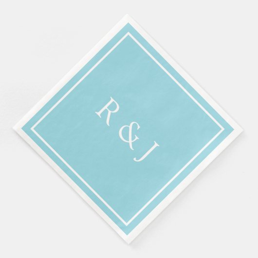 Pale Blue Cyan Monogram Initial Ampersand Wedding (コーナー)