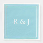 Pale Blue Cyan Monogram Initial Ampersand Wedding (正面)