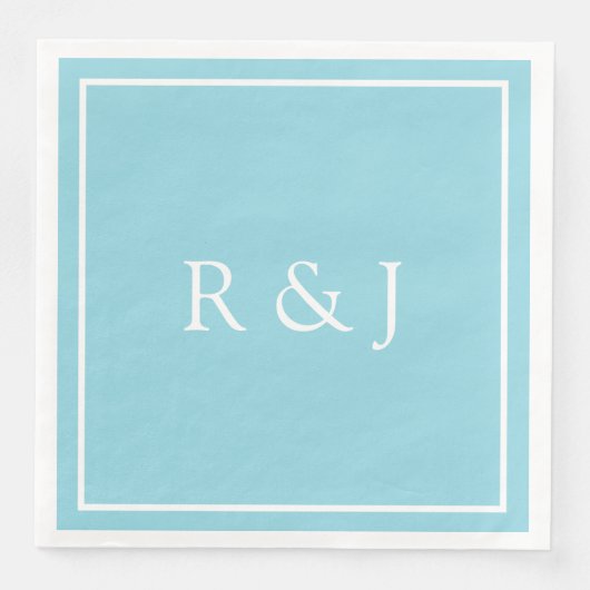 Pale Blue Cyan Monogram Initial Ampersand Wedding (正面)