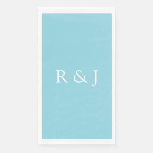 Pale Blue Cyan Monogram Initial Ampersand Wedding (正面)