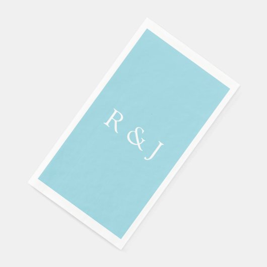 Pale Blue Cyan Monogram Initial Ampersand Wedding (コーナー)