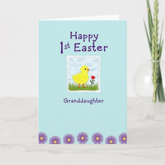 Pale Blue Easter Granddaughter Card カード (正面)