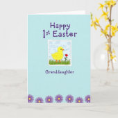 Pale Blue Easter Granddaughter Card カード (黄色い花)