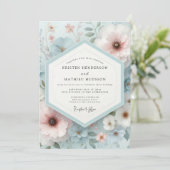 Pale Blue Floral Dream Wedding 招待状 (スタンド正面)