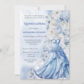Pale Blue Floral Quinceañera Ball Gown | I 招待状 (正面)
