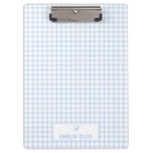 Pale Blue Gingham Classic Monogram  クリップボード (正面)