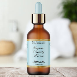 Pale Blue & Gold Cosmetics Dropper Bottle Label ラベル