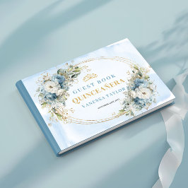 Pale Blue Gold Eucalyptus 15th Birthday Guestbook ゲストブック