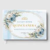 Pale Blue Gold Eucalyptus Boho Guest Book Quince ゲストブック (正面)