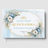 Pale Blue Gold Eucalyptus Boho Guest Book Quince ゲストブック (正面)